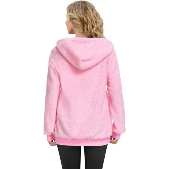 Hoodies for Women Fuzzy Oversized Sweatshirt Zip Up Fleece Pullover FluffySherpa - Picture 3 of 6